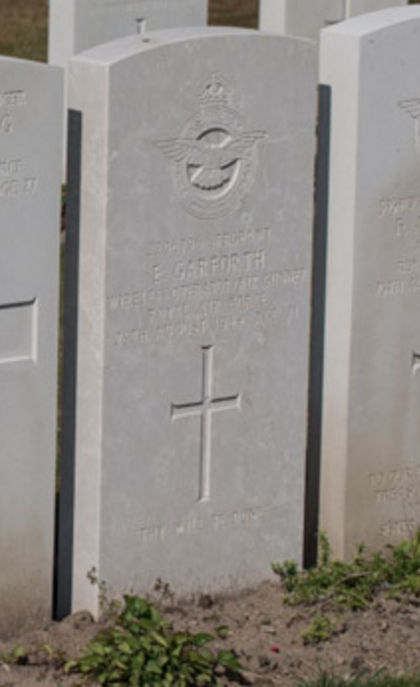 A view towards a Grave marker 8.K.8-10 of  Garforth Eric at the Rheinberg War Cemetery in Germany 